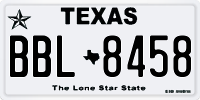 TX license plate BBL8458