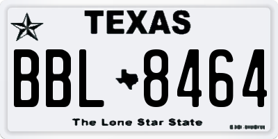 TX license plate BBL8464