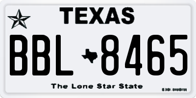 TX license plate BBL8465