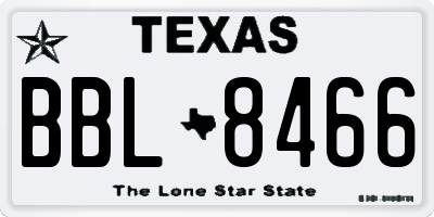 TX license plate BBL8466