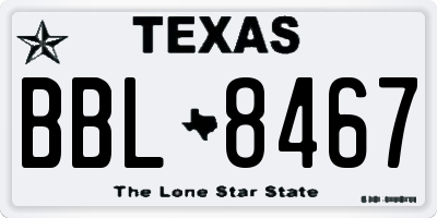 TX license plate BBL8467