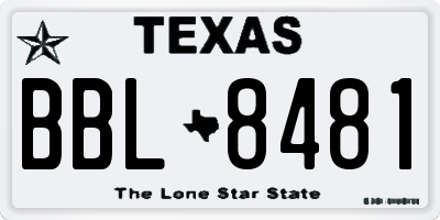 TX license plate BBL8481