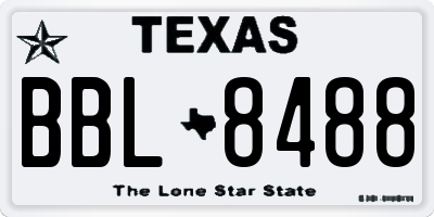 TX license plate BBL8488