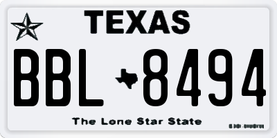 TX license plate BBL8494