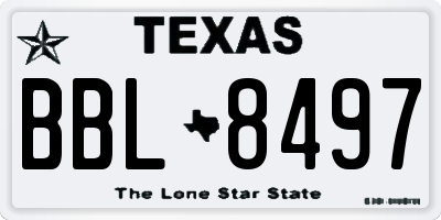 TX license plate BBL8497