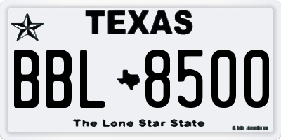 TX license plate BBL8500