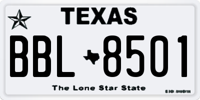 TX license plate BBL8501