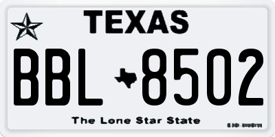 TX license plate BBL8502
