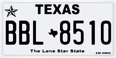 TX license plate BBL8510