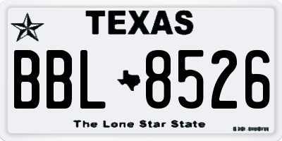 TX license plate BBL8526