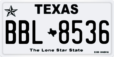 TX license plate BBL8536