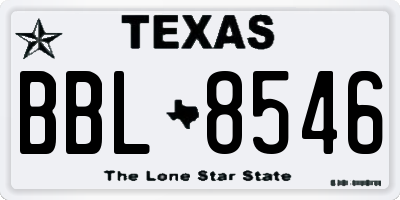 TX license plate BBL8546