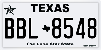 TX license plate BBL8548