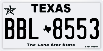 TX license plate BBL8553