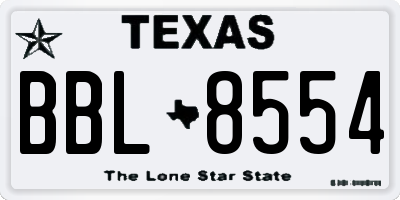 TX license plate BBL8554