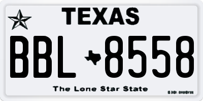 TX license plate BBL8558