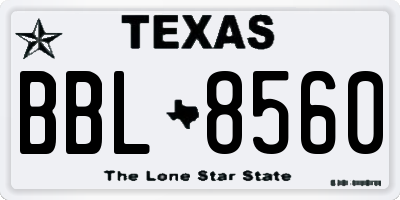 TX license plate BBL8560