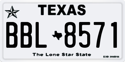 TX license plate BBL8571