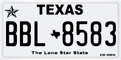 TX license plate BBL8583