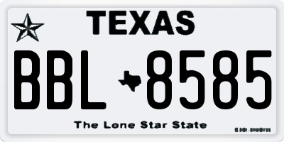 TX license plate BBL8585