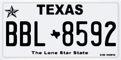 TX license plate BBL8592