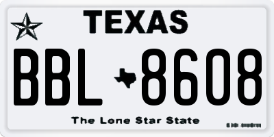 TX license plate BBL8608