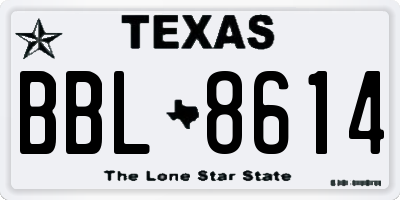 TX license plate BBL8614