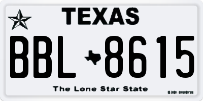 TX license plate BBL8615