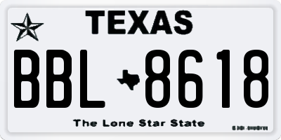 TX license plate BBL8618