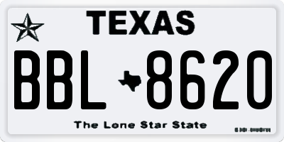 TX license plate BBL8620