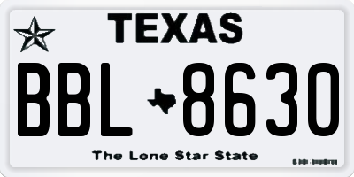 TX license plate BBL8630