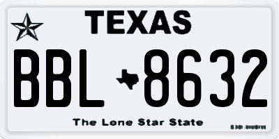 TX license plate BBL8632