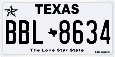TX license plate BBL8634