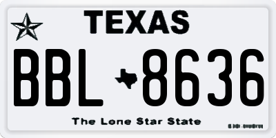 TX license plate BBL8636