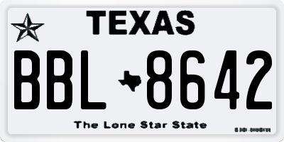 TX license plate BBL8642