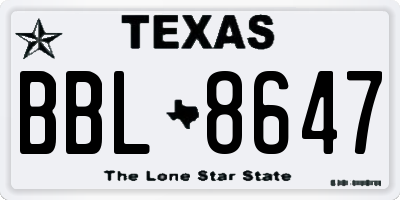 TX license plate BBL8647