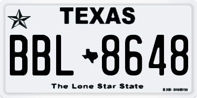 TX license plate BBL8648