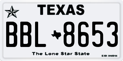 TX license plate BBL8653