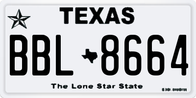 TX license plate BBL8664