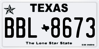 TX license plate BBL8673