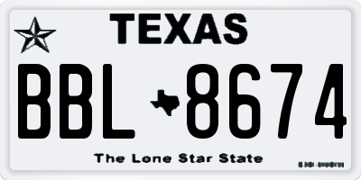 TX license plate BBL8674
