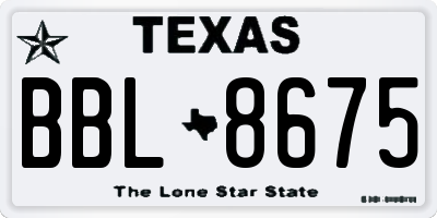 TX license plate BBL8675