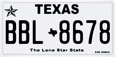TX license plate BBL8678