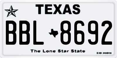 TX license plate BBL8692