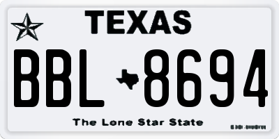 TX license plate BBL8694