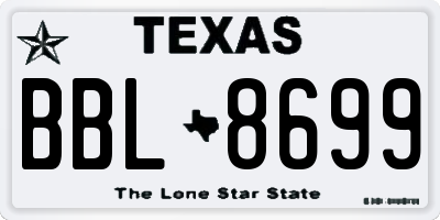 TX license plate BBL8699