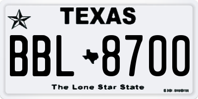 TX license plate BBL8700