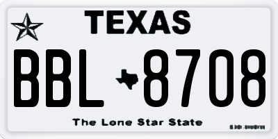 TX license plate BBL8708
