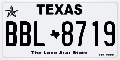 TX license plate BBL8719
