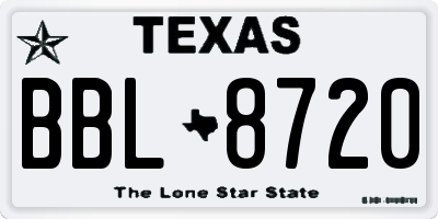 TX license plate BBL8720
